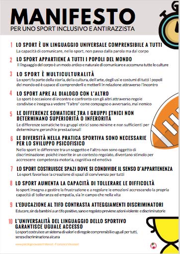 Manifesto dello Sport Inclusivo e Antirazzista